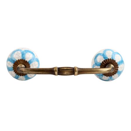 Blue Floral Crackle Ceramic Bridge Handle